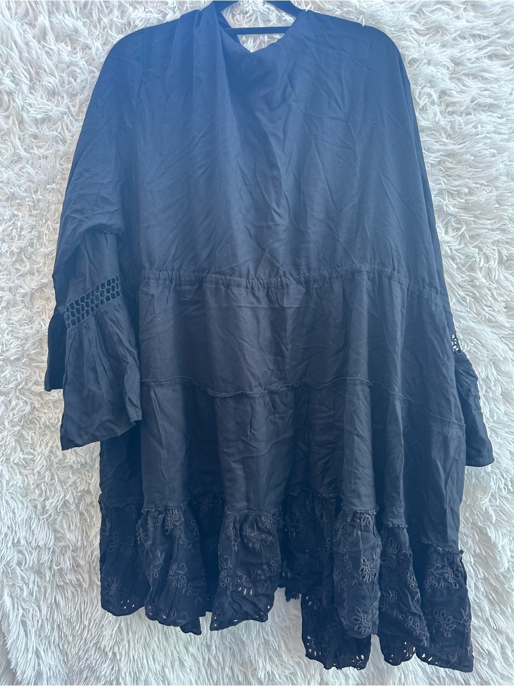 Raviya Black Women's swimwear cover up with waist string size 1X - Picture 3 of 8